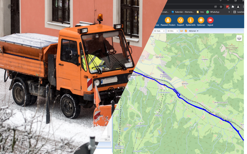 Winterdienst-Einsatz und GPS Ortung mit Fahrspur in Echtzeit